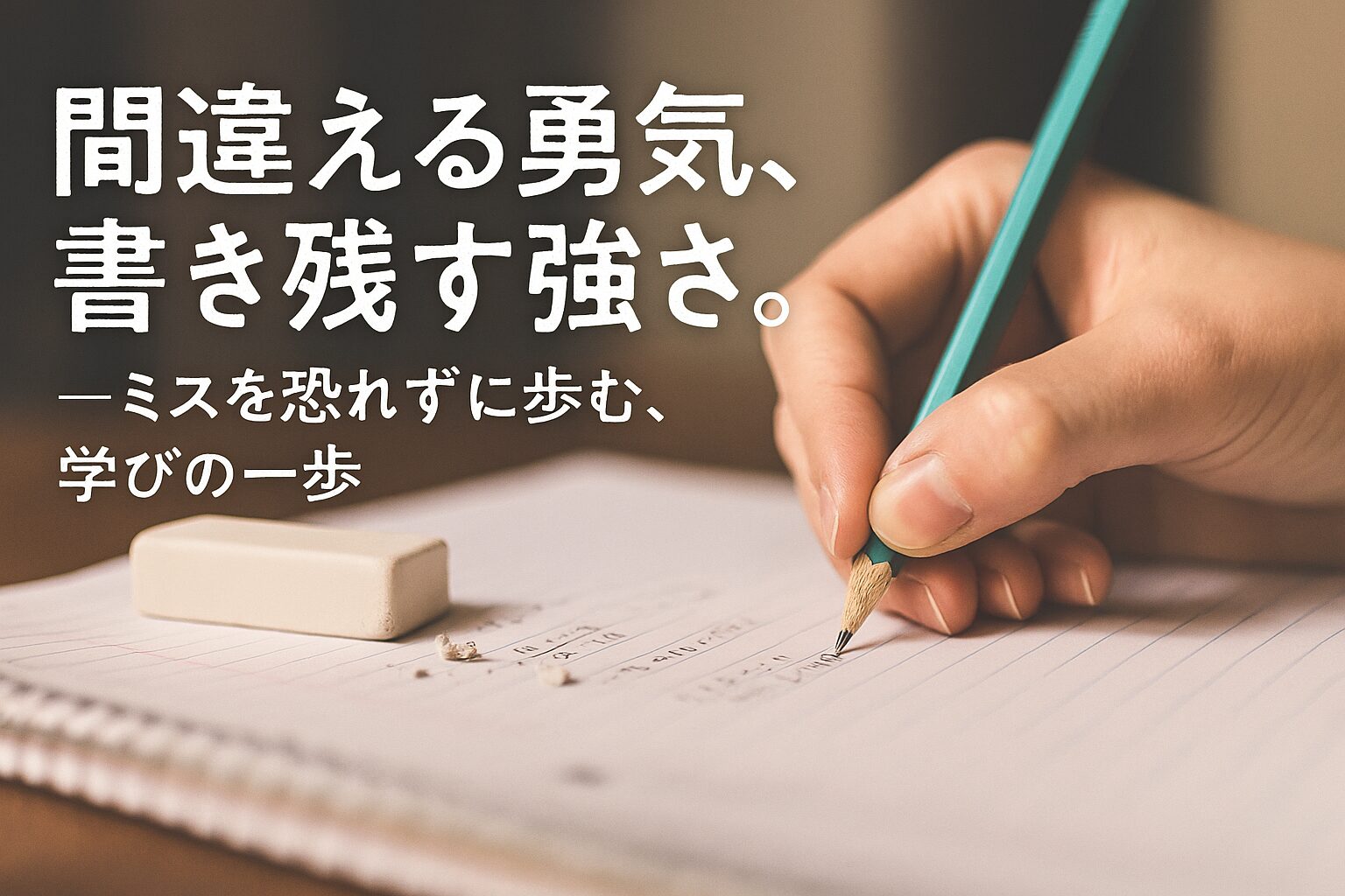 筑波⼤学合格を⽬指すなら茨城県つくば市のオンライン学習塾、あかつき塾！「間違える勇気、書き残す強さ」という記事になります。